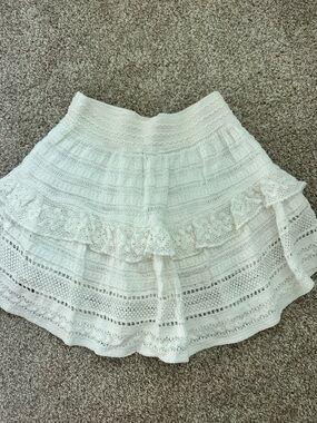 aerie White Tiered Lace Mini Skirt